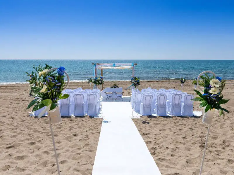 Beach wedding set-up ready for the ceremony