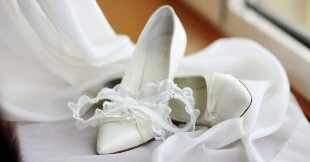 white wedding shoes & lace