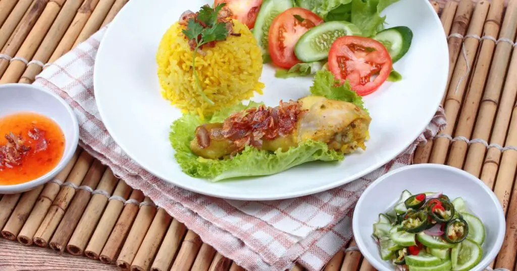 Yellow Jasmine Rice with chicken, halal food
