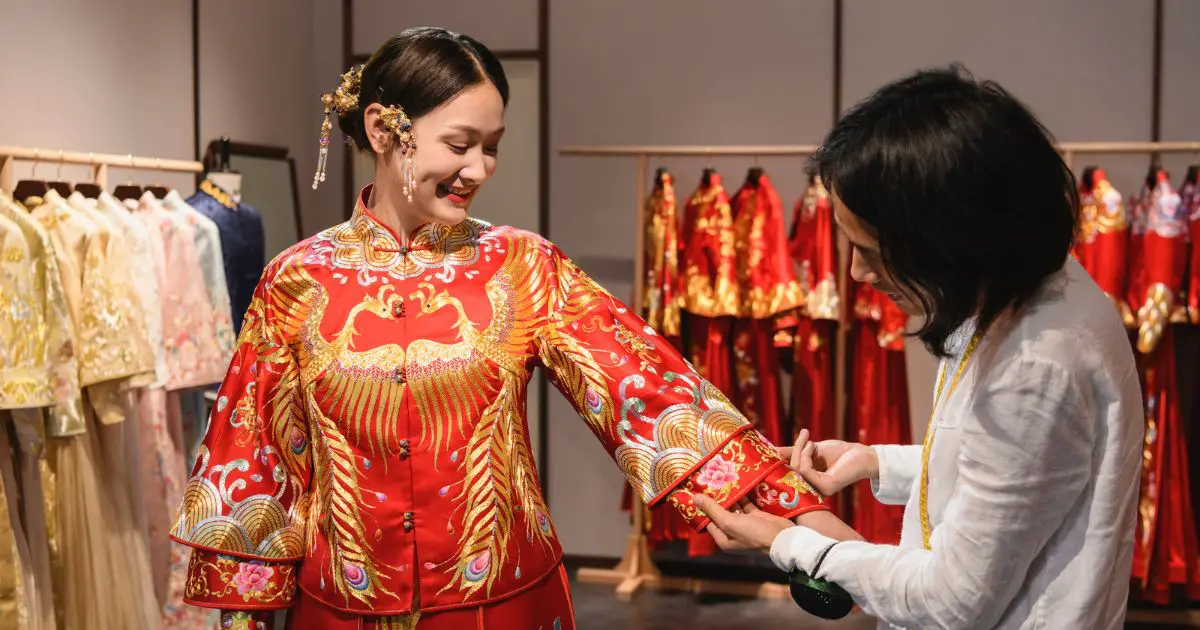 chinese wedding dress and bride