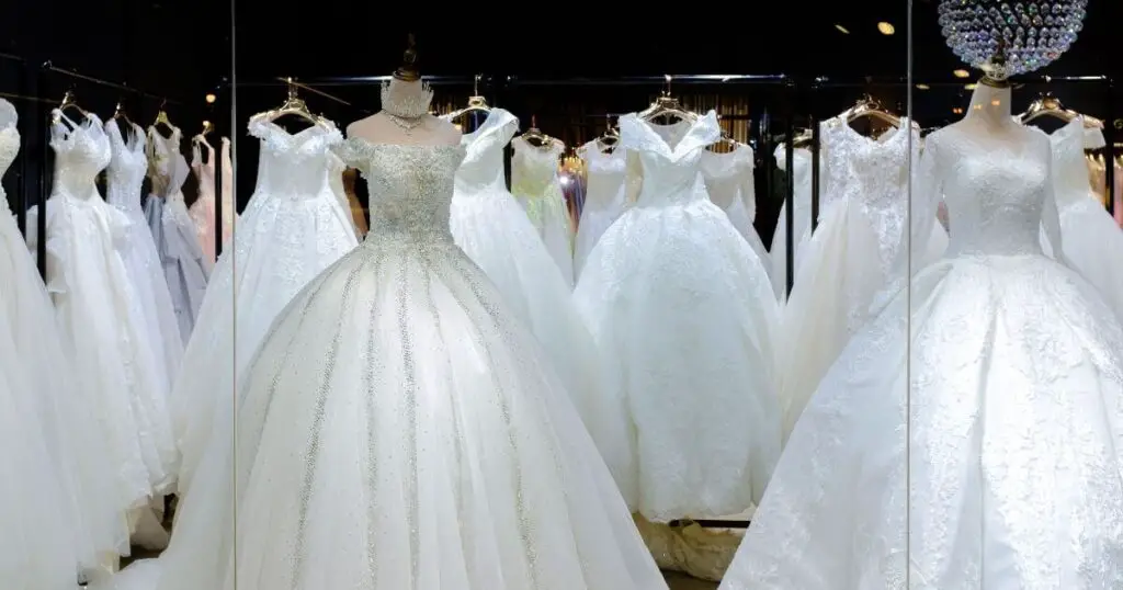 perfect wedding dresses on display