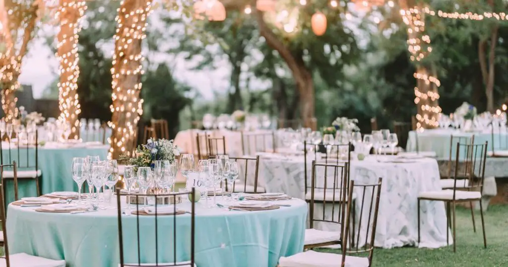 outdoor garden wedding venue tables chairs
